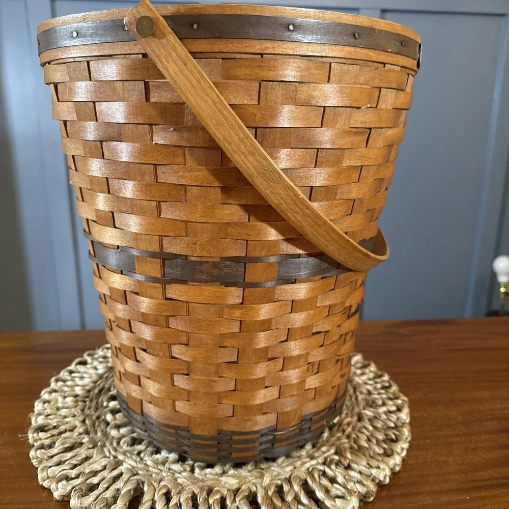 Vintage Longaberger‎ 1989 JW Collection Bankers Waste Basket 12.5 x 13.5